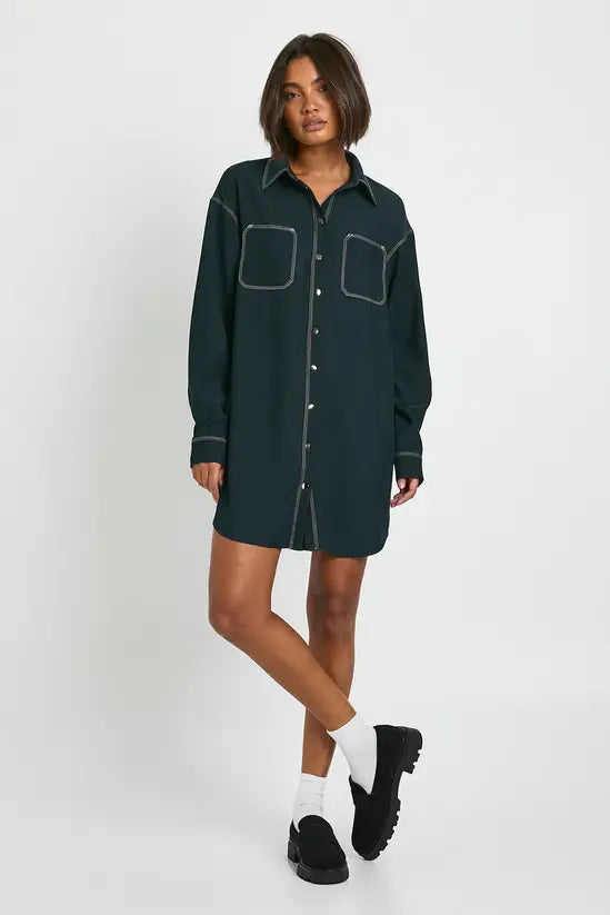 boohoo Tall Oversized Button Down Shirt Dress