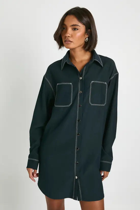 boohoo Tall Oversized Button Down Shirt Dress