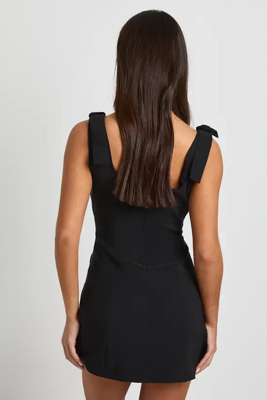 boohoo Petite Tie Shoulder Square Neck A-line Dress