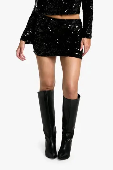 boohoo Velvet Sequin Mini Skirt