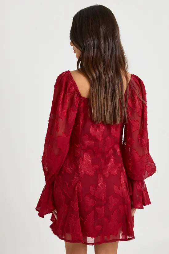 boohoo Petite Burnout Floral Godet Hem Mini Dress