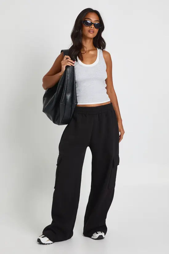 boohoo Petite Wide Leg Cargo Joggers