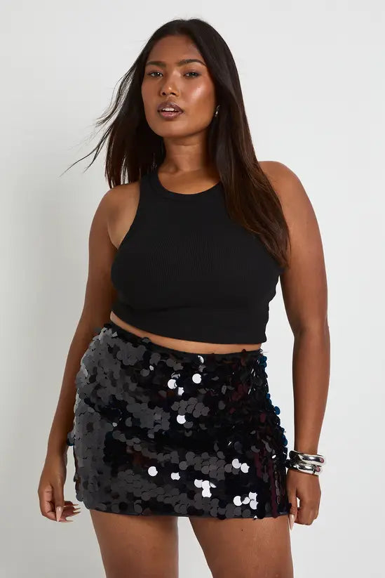 Boohoo - Plus Disc Sequin Mini Skirt