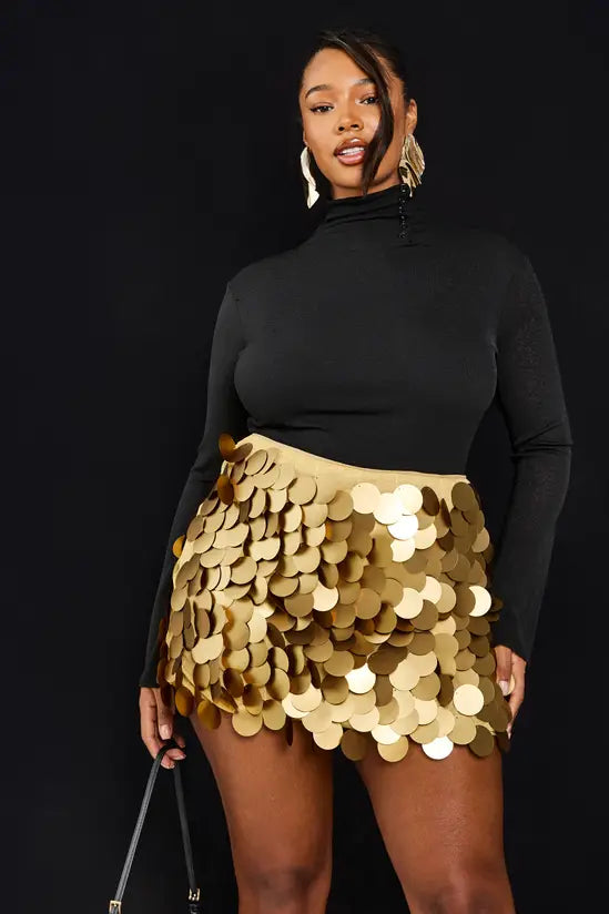 boohoo Plus Large Disc Sequin Mini Skirt