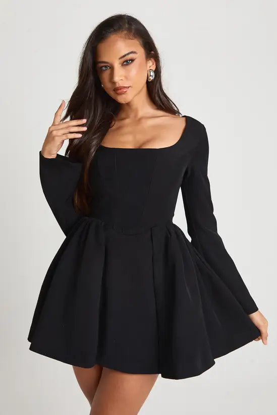 boohoo Structured Corset Skater Dress