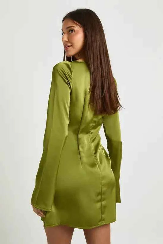boohoo Square Neck Satin Shift Dress