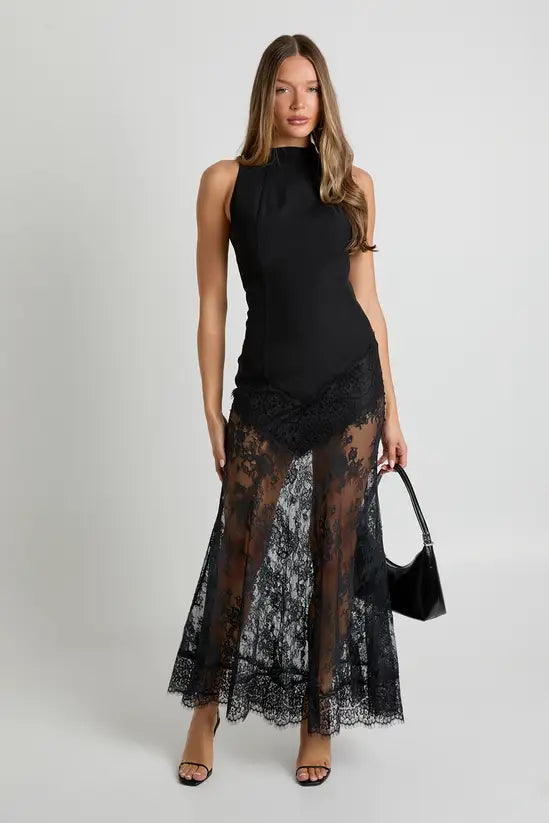 Boohoo Lace Hem Maxi Dress