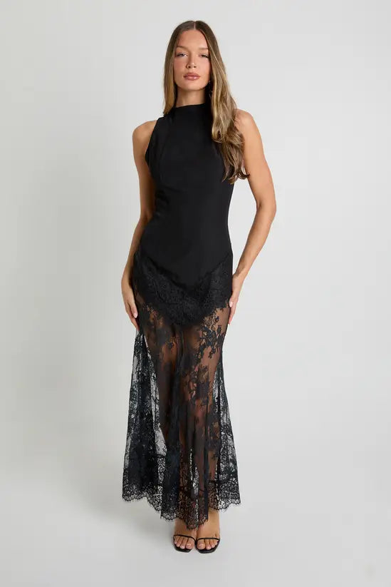 Boohoo Lace Hem Maxi Dress