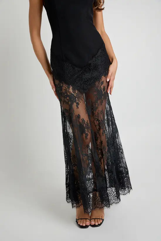 Boohoo Lace Hem Maxi Dress