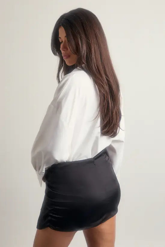 Boohoo Lace Insert Satin Mini Skirt