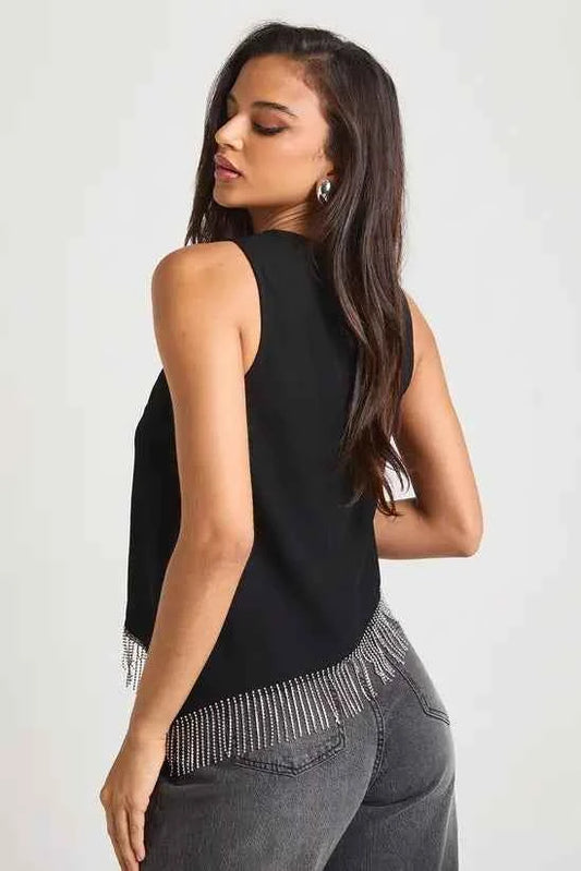boohoo Diamante Trim Asymmetric Top