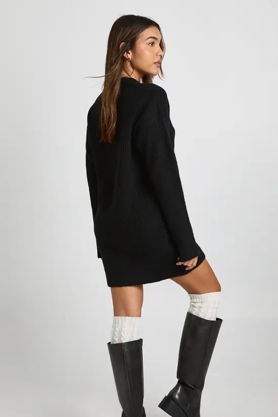 boohoo Collar Detail Oversized Rugby Knitted Mini Dress