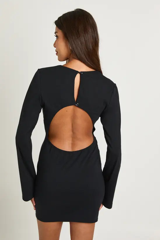 boohoo V Neck Long Sleeve Mini Dress