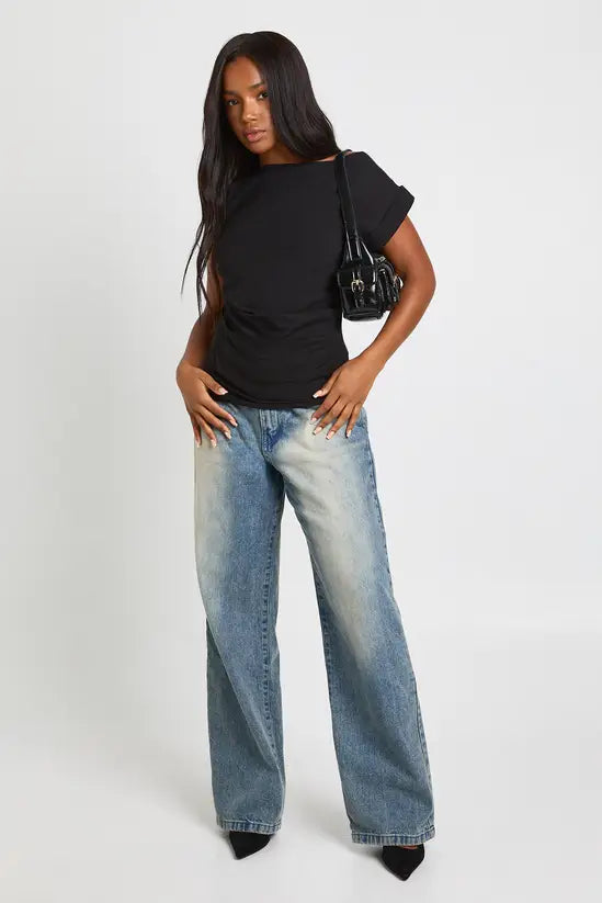 boohoo Jersey Cinched Waist Short Sleeve T-shirt