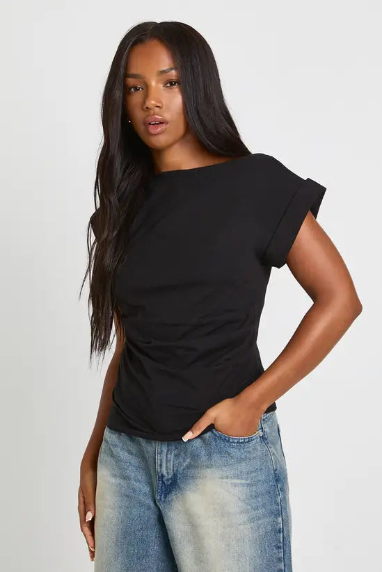 boohoo Jersey Cinched Waist Short Sleeve T-shirt