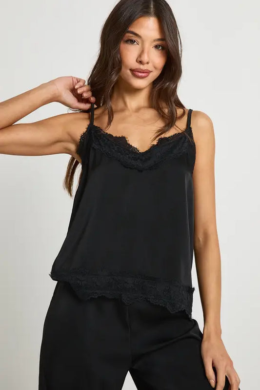 boohoo Eyelash Lace Trim Cami