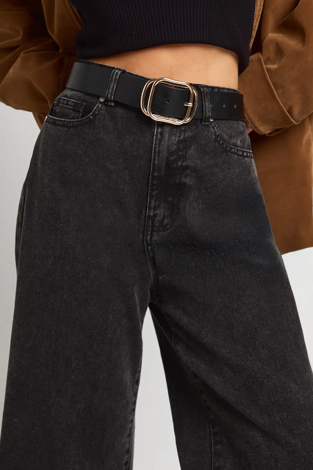 boohoo Faux Leather Double Buckle Detail Belt