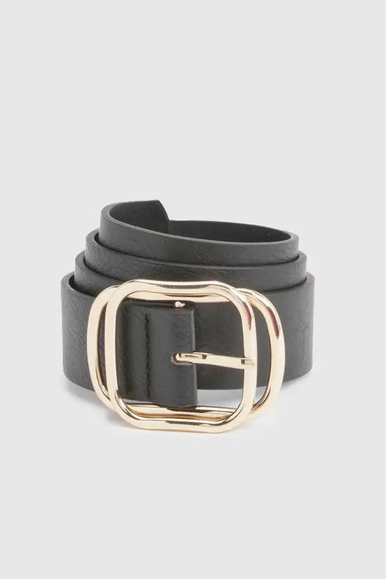 boohoo Faux Leather Double Buckle Detail Belt