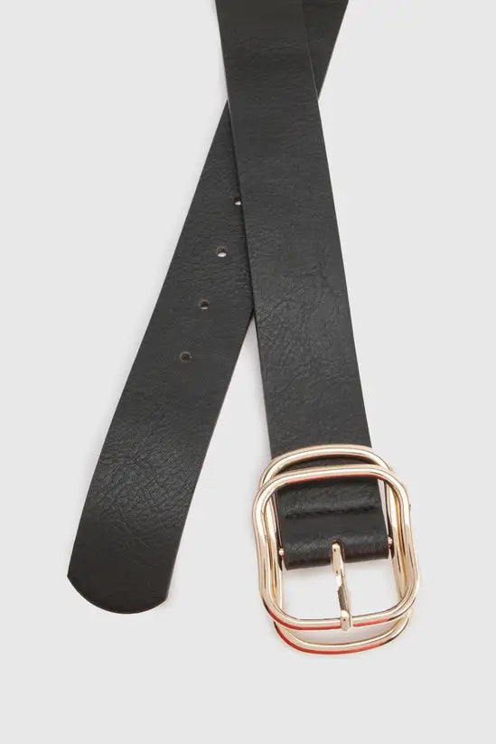 boohoo Faux Leather Double Buckle Detail Belt