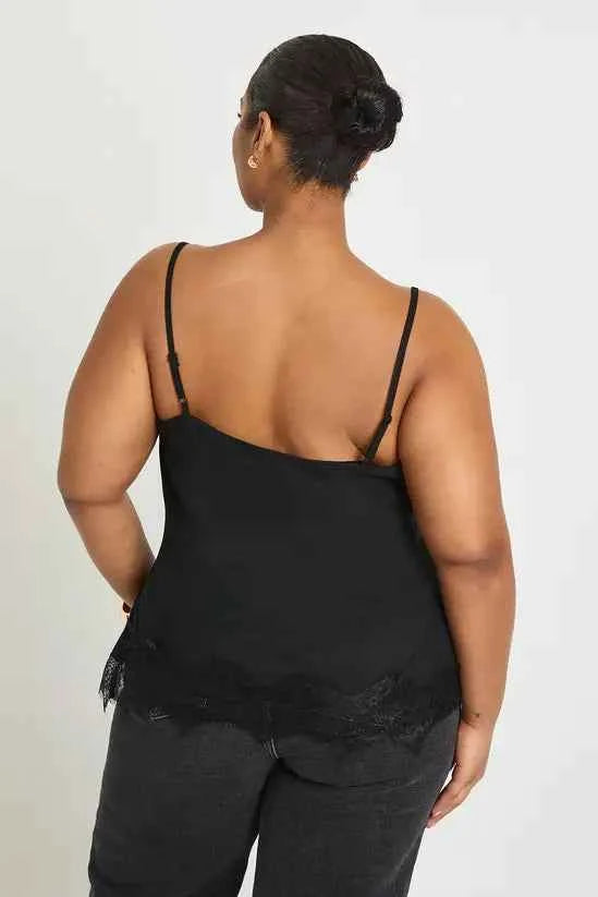 boohoo Plus Lace Trim Cami Top