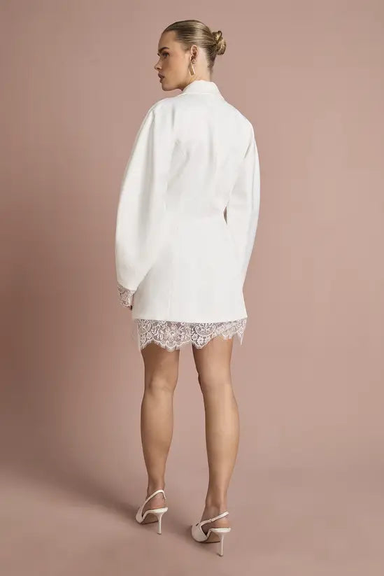 boohoo Lace Hem Structured Blazer Dress