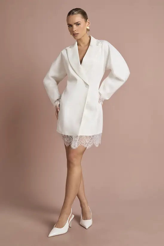 boohoo Lace Hem Structured Blazer Dress
