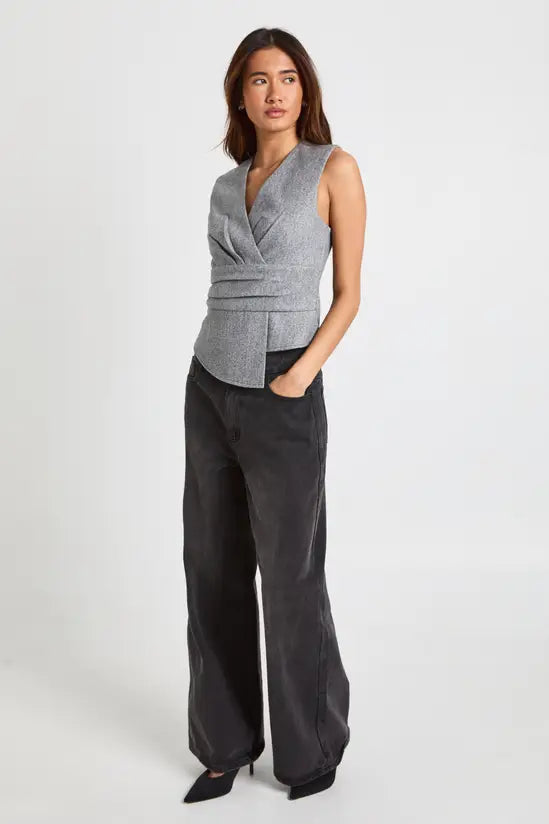 boohoo Wool look Sleeveless Wrap Top
