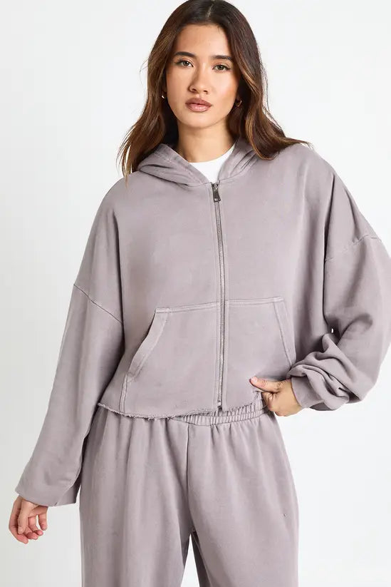 boohoo Petite Washed Distressed Hoodie