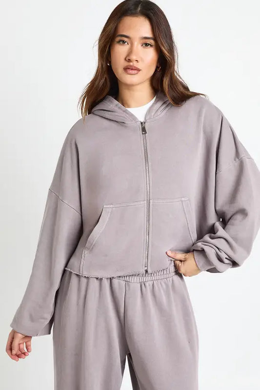 boohoo Petite Washed Distressed Hoodie