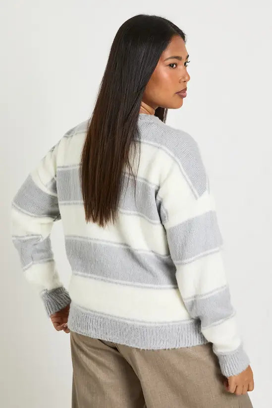 boohoo plus Oversized Marl Stripe Jumper