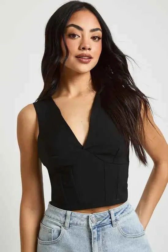 boohoo Bengaline Plunge Corset