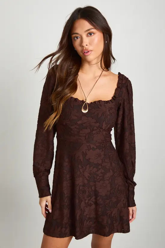 boohoo Burnout Floral Corset Milkmaid Mini Dress