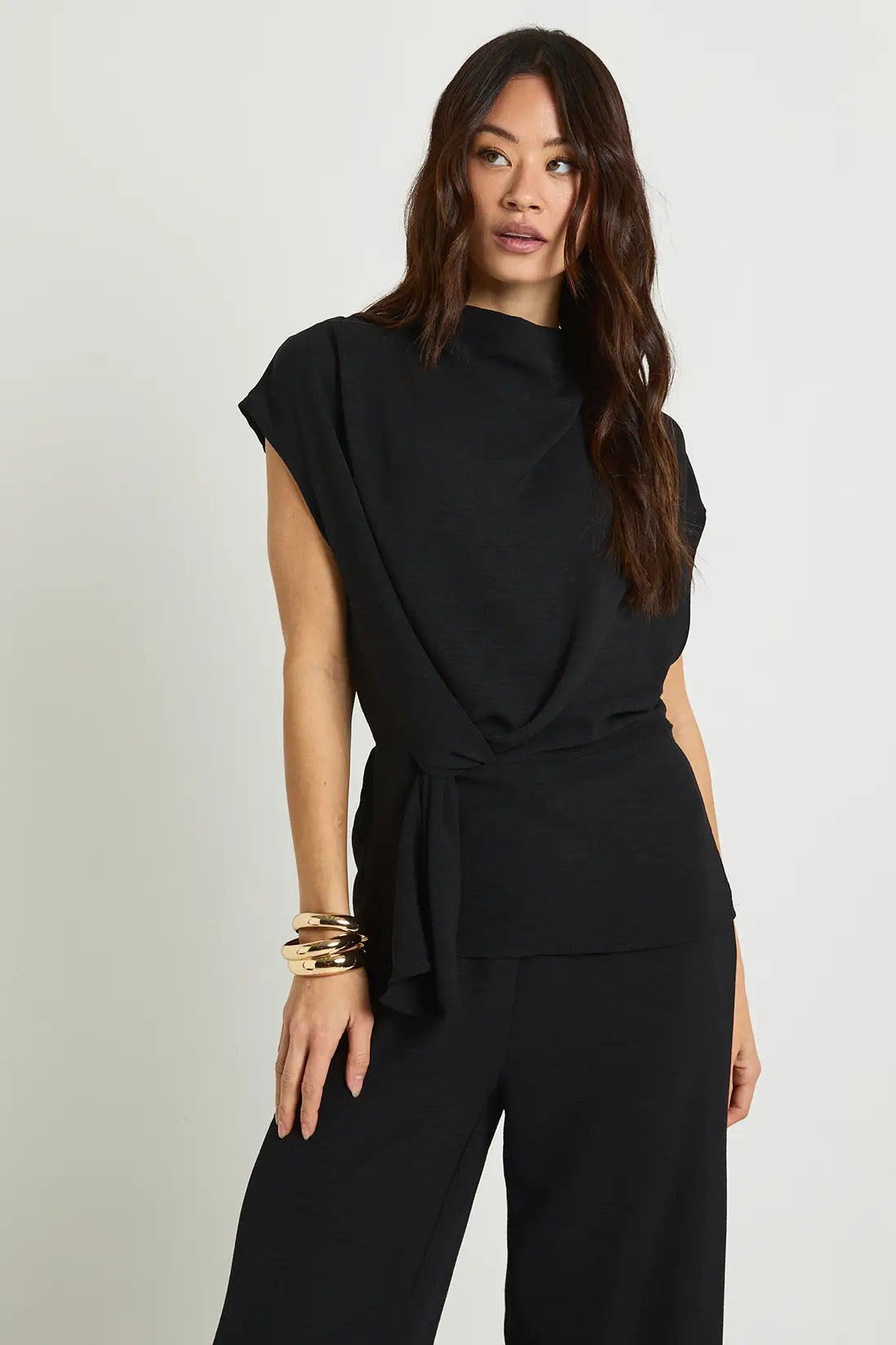 boohoo Tall Woven Drape Blouse & Trouser Co-Ord SET
