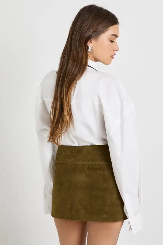 boohoo Faux Suede Tailored A-line Mini Skirt