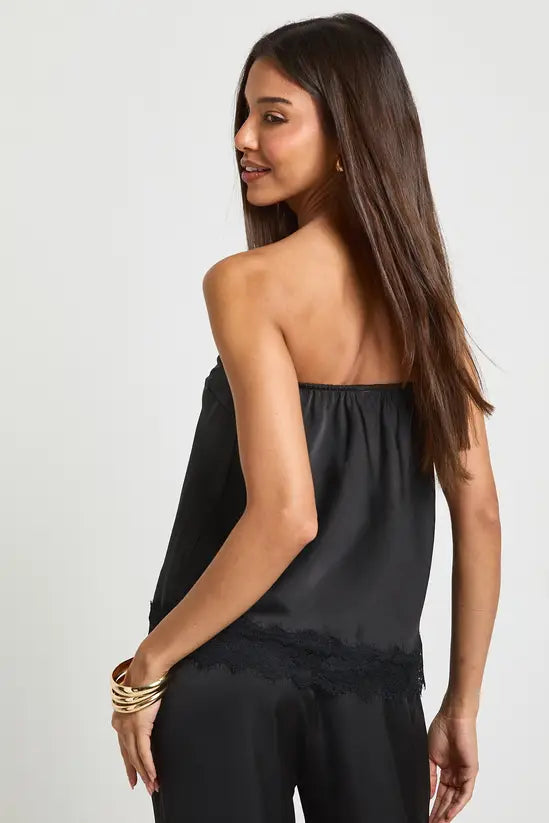 boohoo Satin Lace Contrast Loose Fit Bandeau