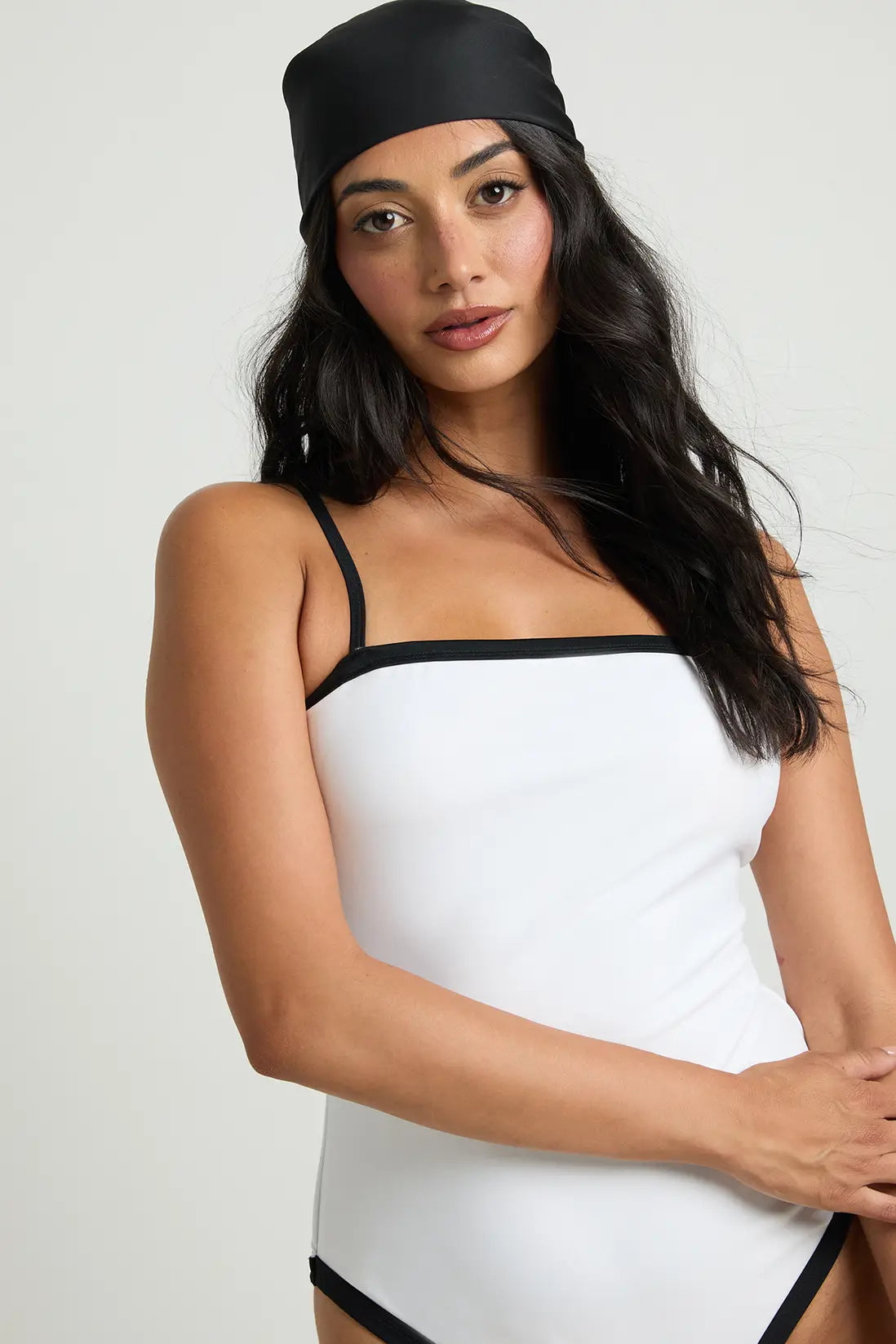 boohoo Tummy Control Contrast Square Neck Swimsuit