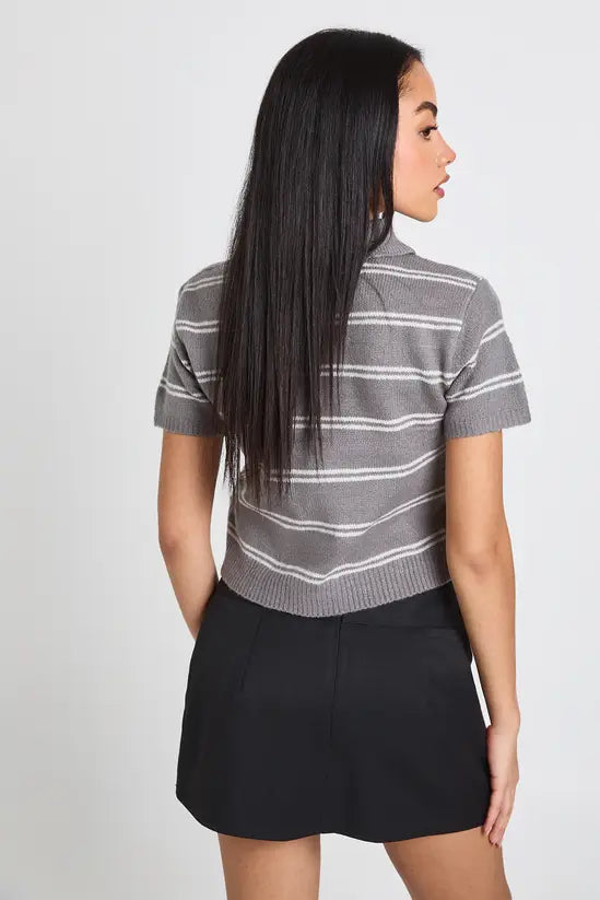 boohoo Woven Marl Button Detail Skort