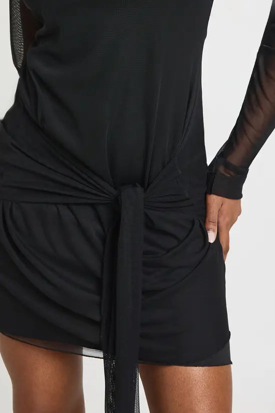 boohoo Knot Detail Long Sleeve Mini Dress