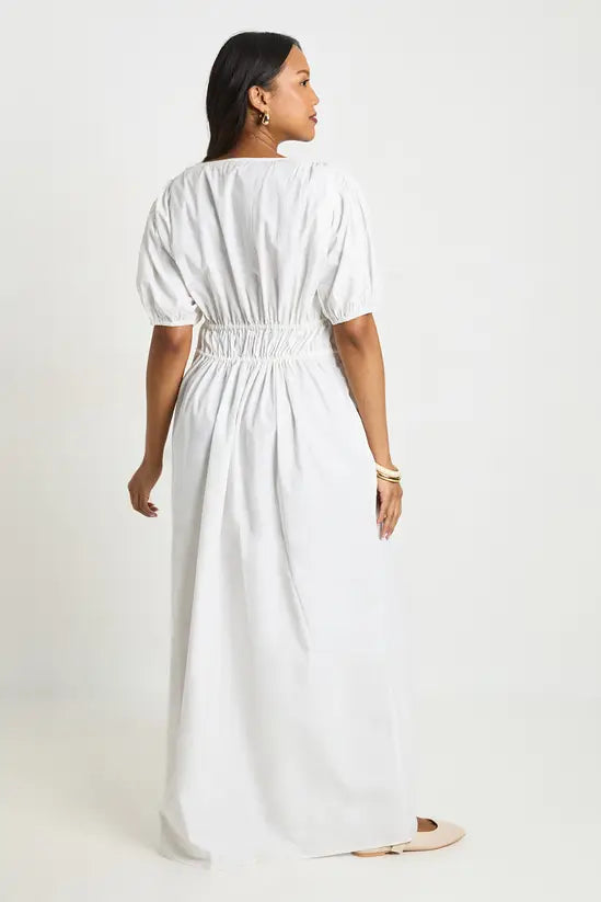 boohoo Maternity Ruched Tie Front Maxi Dress