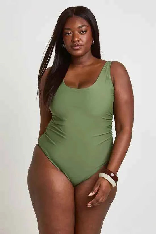 boohoo Plus Tummy Control Scoop Swimsuit