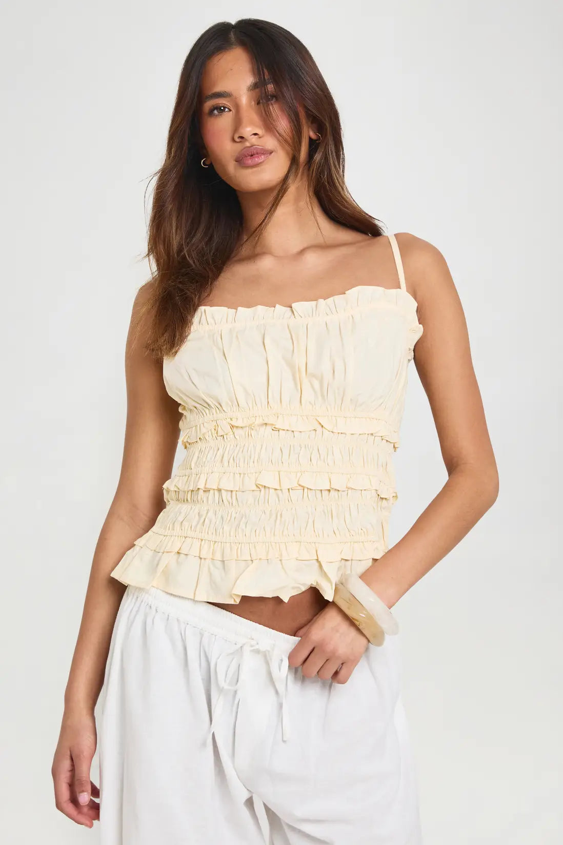 boohoo Poplin Ruched Cami Top