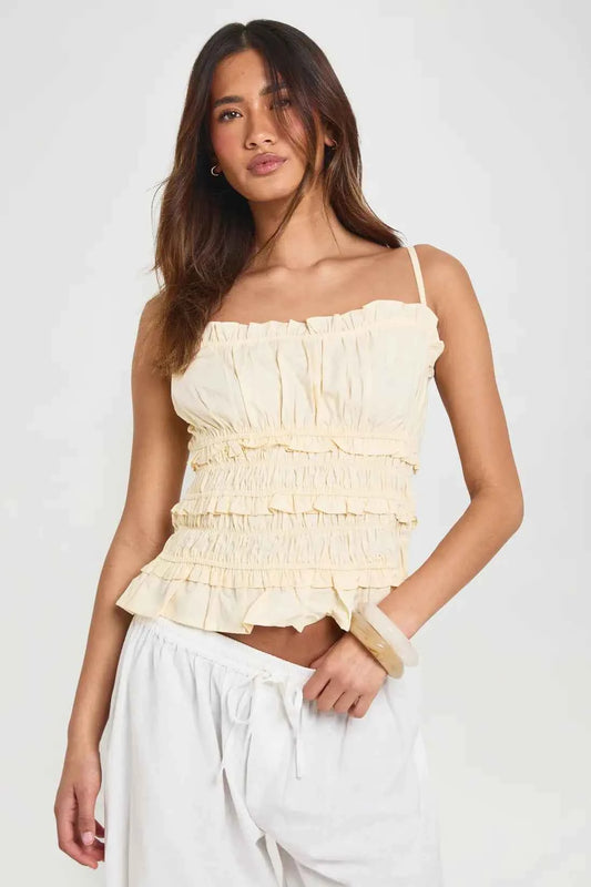 boohoo Poplin Ruched Cami Top