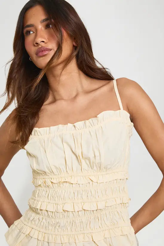 boohoo Poplin Ruched Cami Top