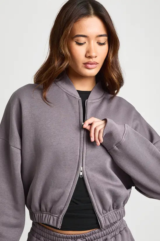 boohoo Zip Through Bomber Hoodie