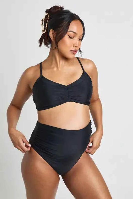 boohoo Maternity High Waist Ruched Bikini Brief and Top SET