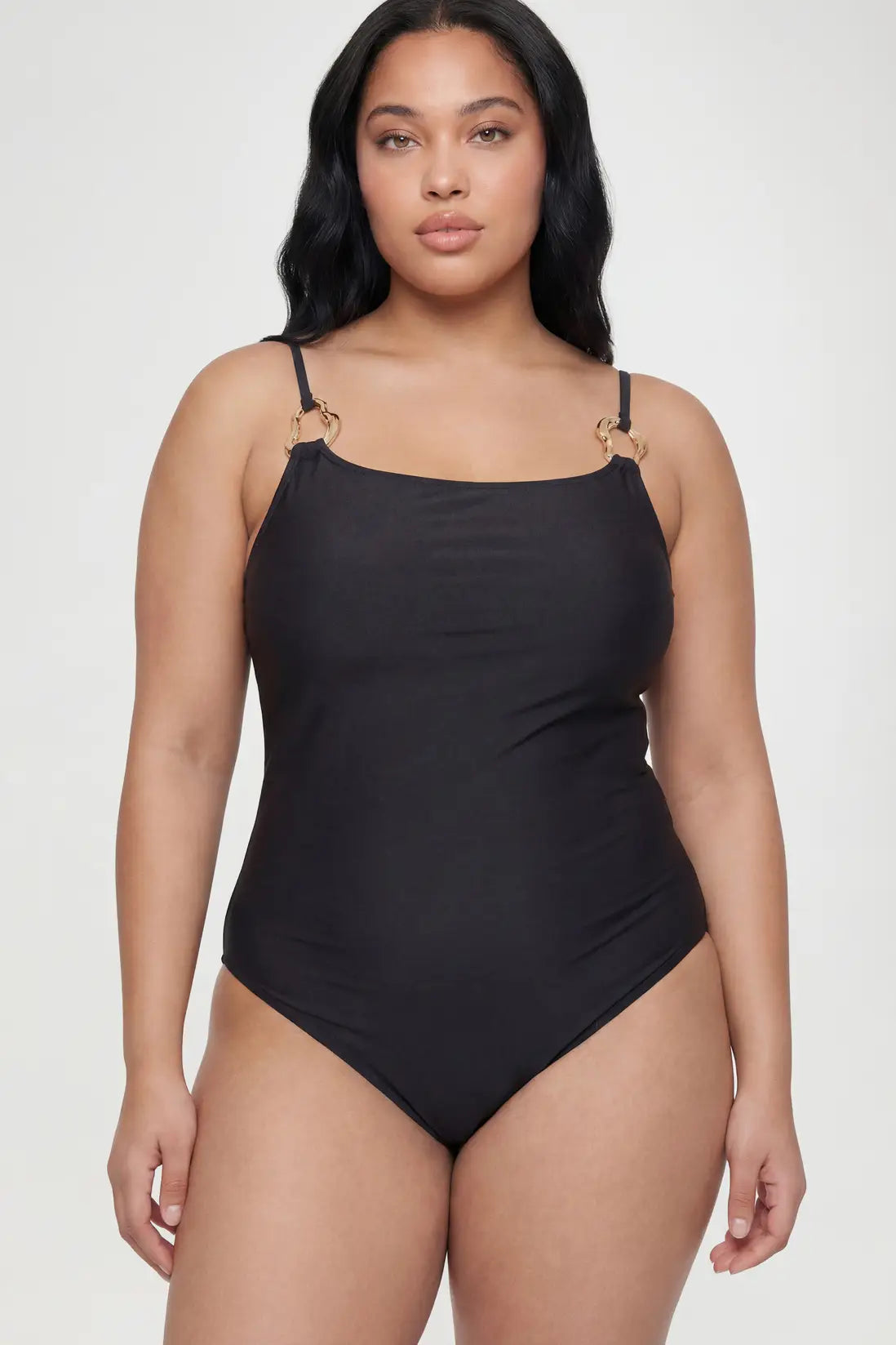boohoo Plus Gold Trim Square Neck Swimsuit
