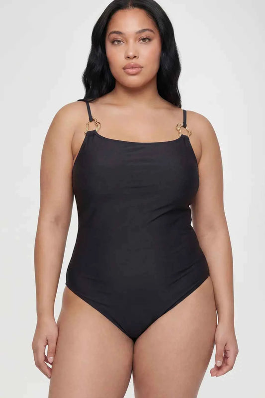 boohoo Plus Gold Trim Square Neck Swimsuit