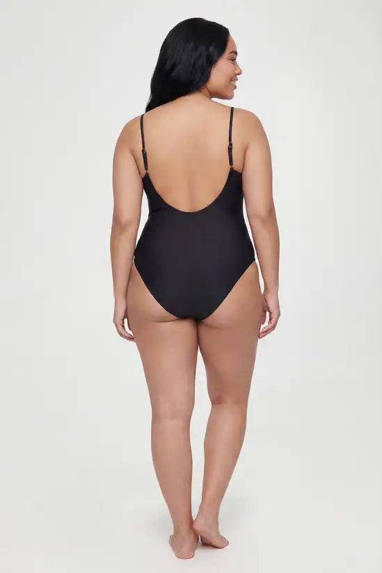 boohoo Plus Gold Trim Square Neck Swimsuit