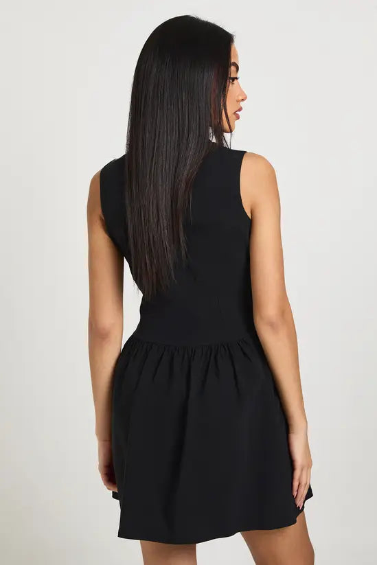 boohoo Bengaline Zip Up Frill Hem Shirt Dress