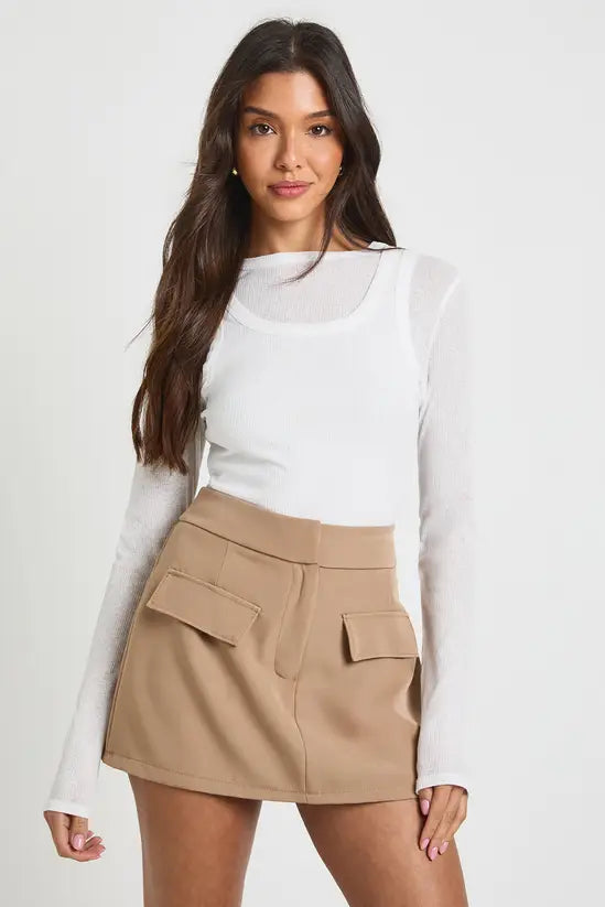 boohoo Marl Pocket Detail Tailored Skort
